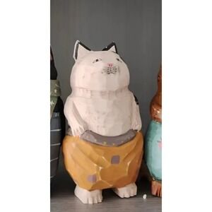 Cat‎ In Pants Figurine Multicolor Wood Novelty Modern Small Carved Figure New